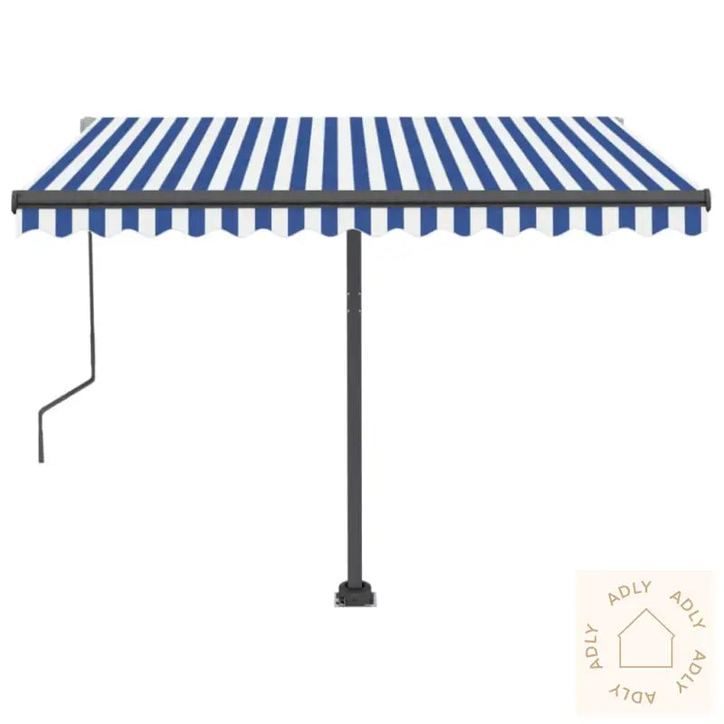 Frittstående Automatisk Markise 350X250 Cm Blå Og Hvit