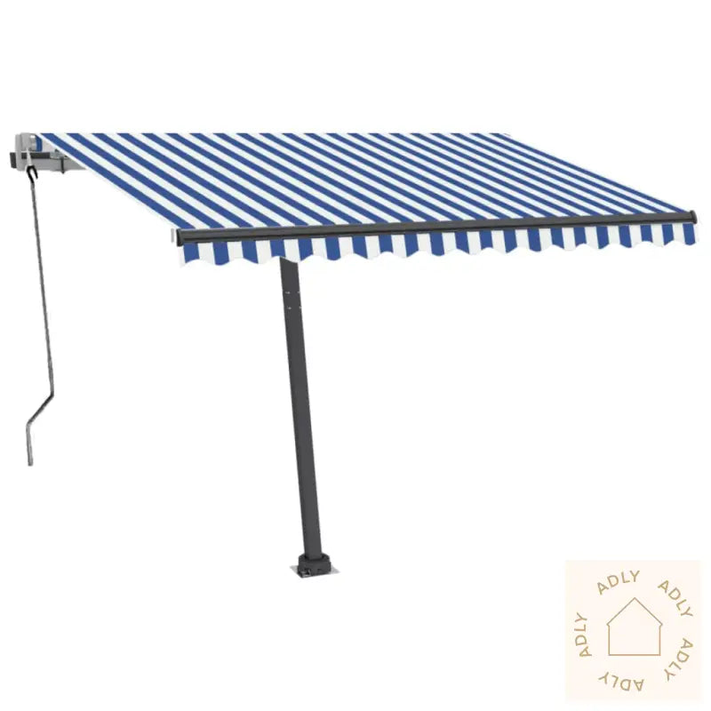 Frittstående Automatisk Markise 350X250 Cm Blå Og Hvit