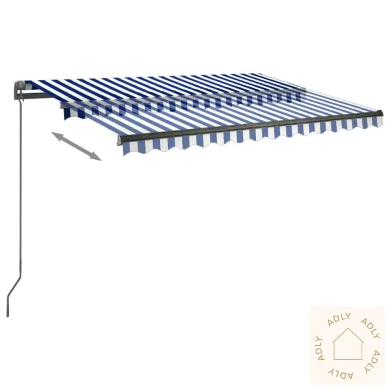 Frittstående Automatisk Markise 350X250 Cm Blå Og Hvit