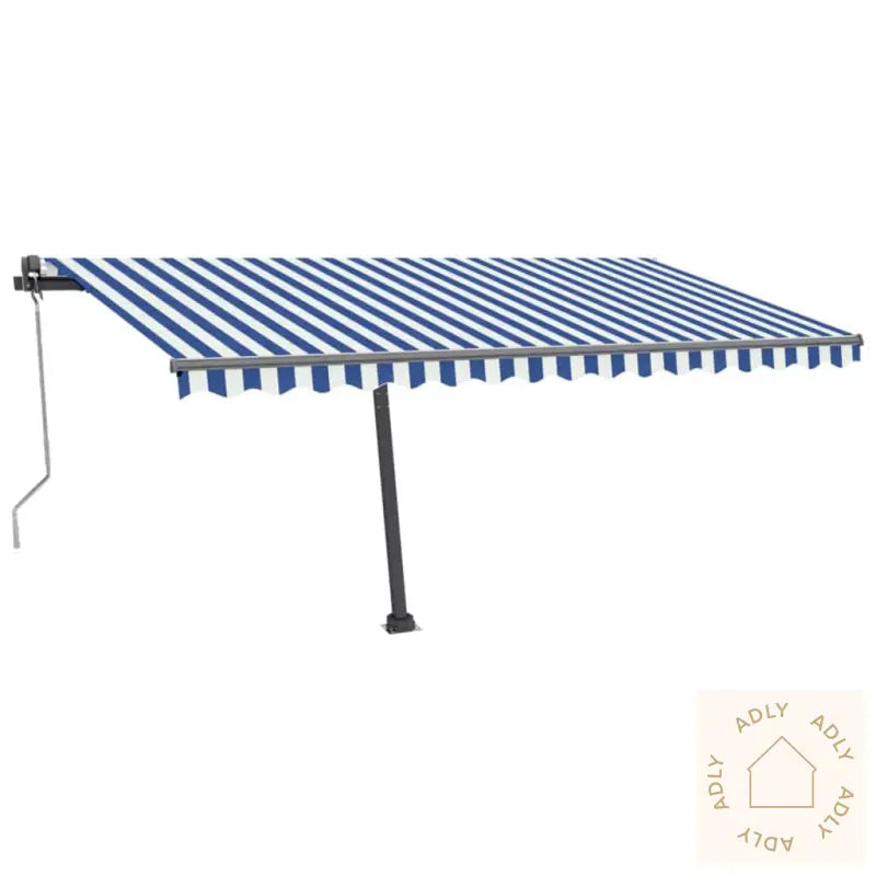 Frittstående Automatisk Markise 400X300 Cm Blå/Hvit