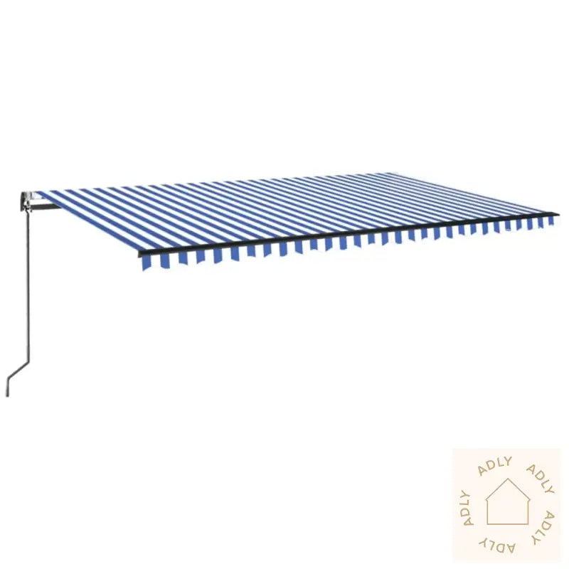 Automatisk Uttrekkbar Markise 500X350 Cm Blå Og Hvit