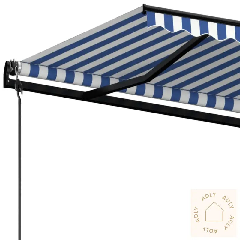 Automatisk Uttrekkbar Markise 500X350 Cm Blå Og Hvit