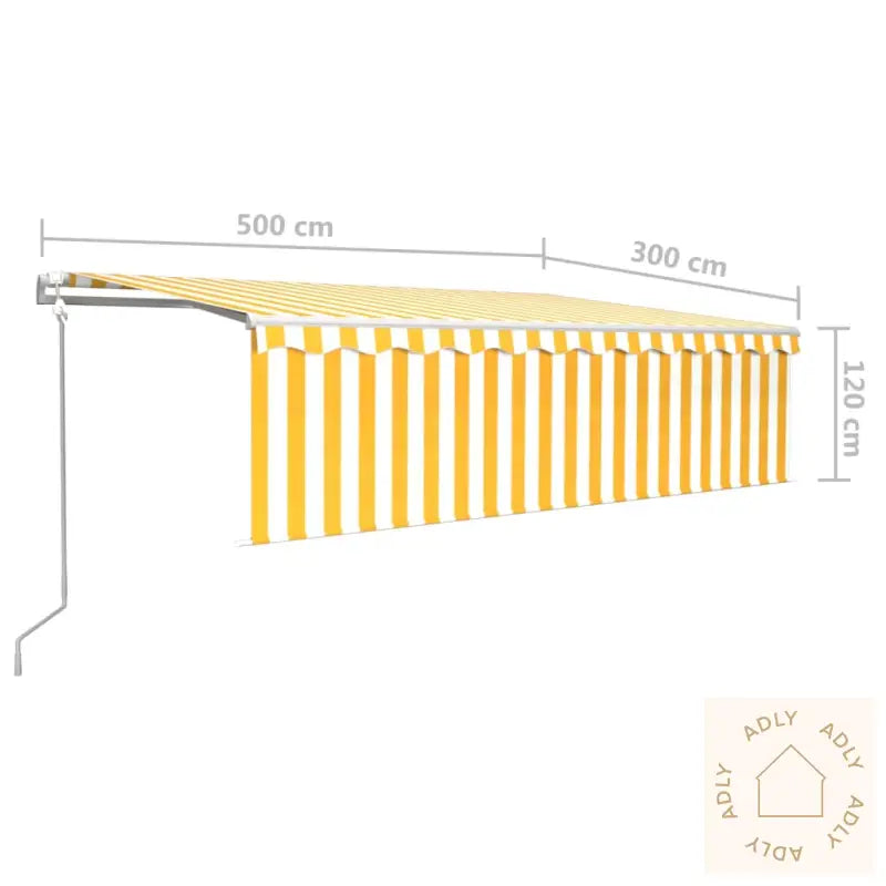 Automatisk Markise Rullegardin Led Vindsensor 5X3 M Gul Og Hvit