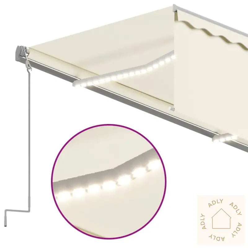 Automatisk Markise Rullegardin Led Vindsensor 3X2,5 M Kremhvit