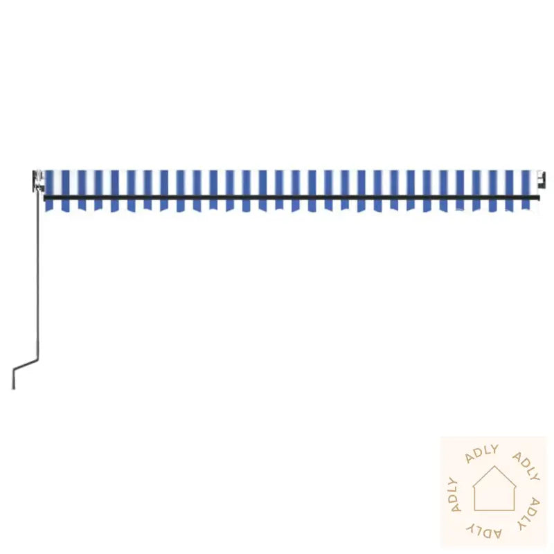 Automatisk Markise Med Vindsensor Og Led 500X350 Cm Blå Og Hvit