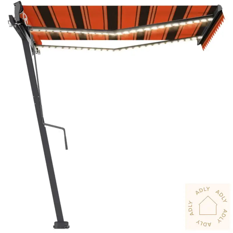 Automatisk Markise Med Led Og Vindsensor 300X250Cm Oransje/Brun