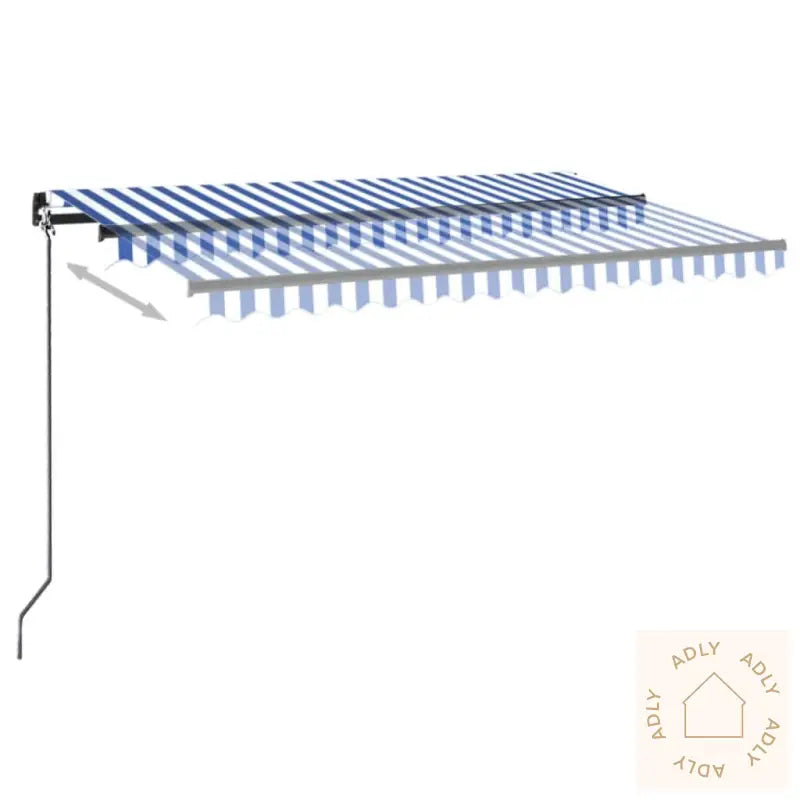 Automatisk Markise Med Vindsensor Og Led 400X300 Cm Blå Og Hvit
