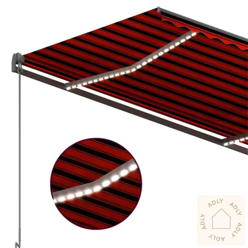 Automatisk Markise Med Led Og Vindsensor 300X250Cm Oransje/Brun