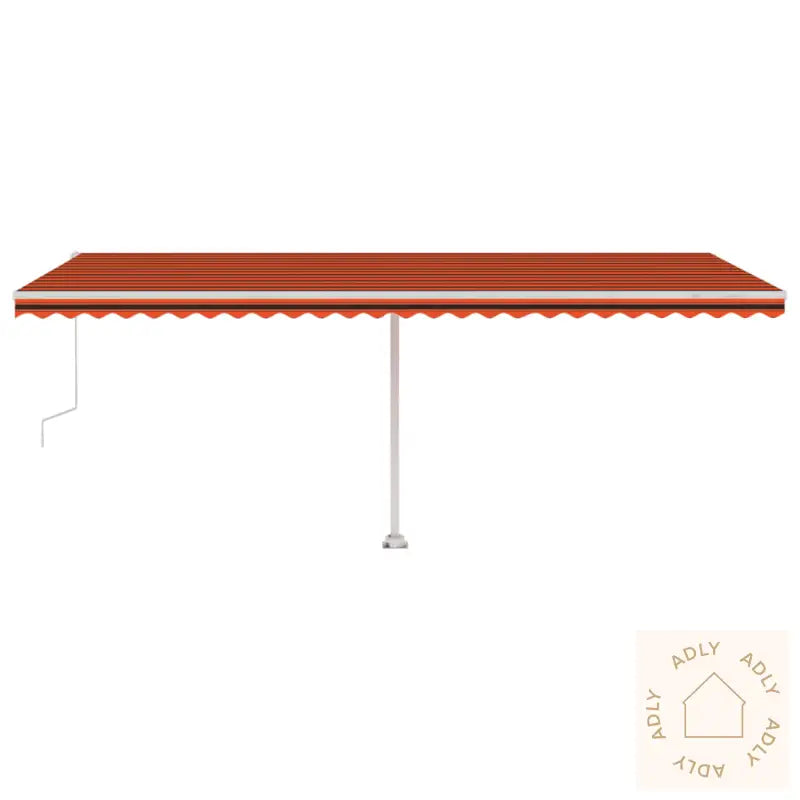 Automatisk Markise Med Vindsensor Og Led 600X350Cm Oransje Brun