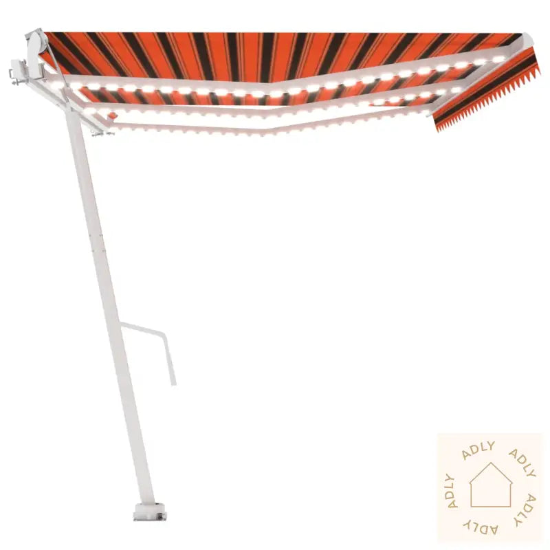 Automatisk Markise Med Vindsensor Og Led 600X350Cm Oransje Brun