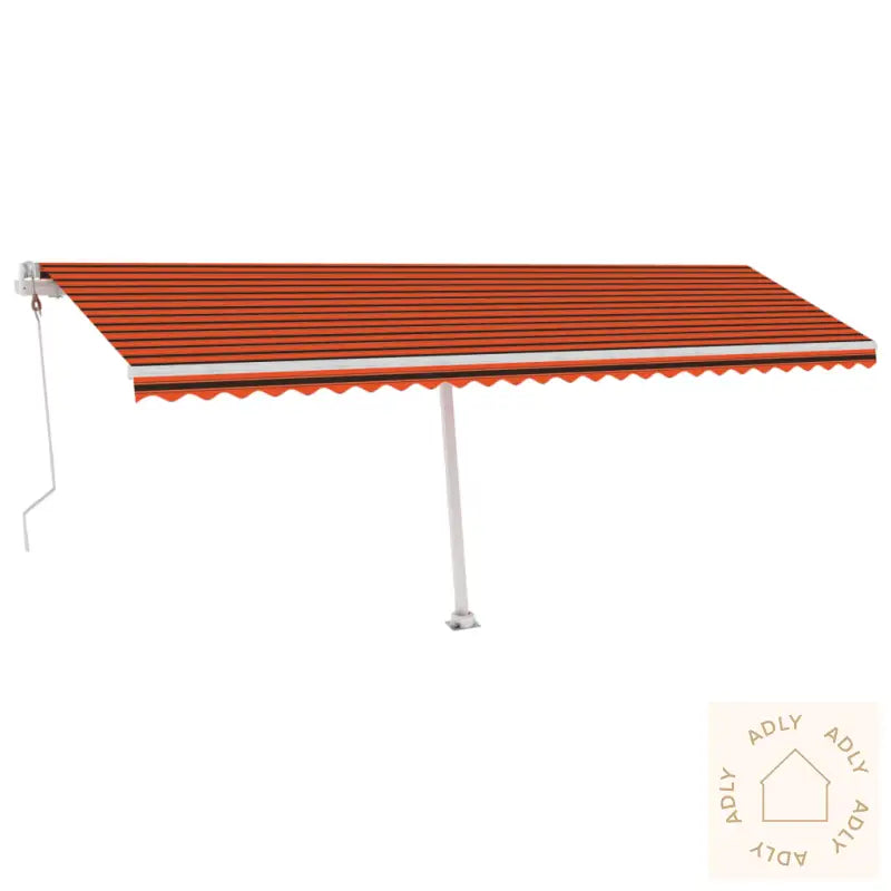 Automatisk Markise Med Vindsensor Og Led 600X350Cm Oransje Brun
