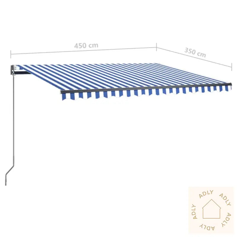 Frittstående Automatisk Markise 450X350 Cm Blå/Hvit