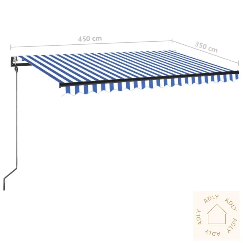 Automatisk Uttrekkbar Markise 450X350 Cm Blå Og Hvit