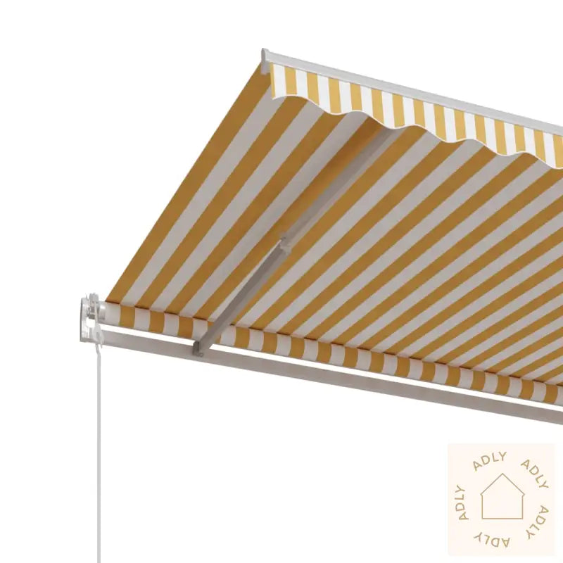 Automatisk Uttrekkbar Markise 450X350 Cm Gul Og Hvit