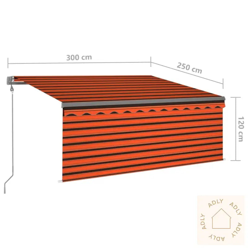 Automatisk Markise Rullegardin Led Vindsensor 3X2,5M Oransje