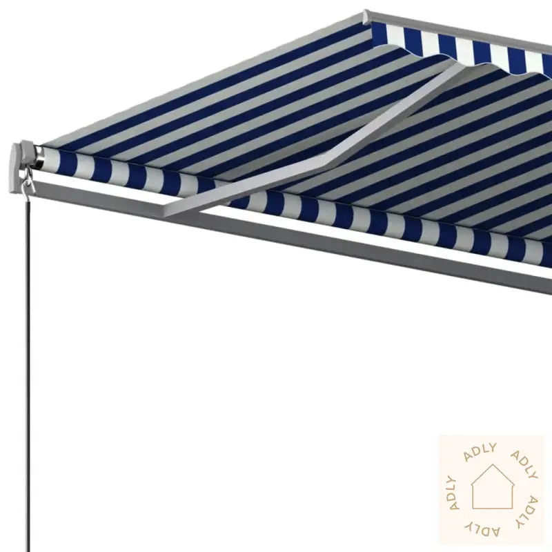 Frittstående Automatisk Markise 450X350 Cm Blå/Hvit