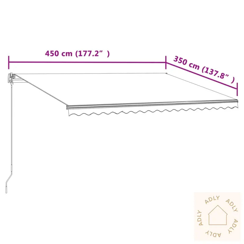Automatisk Uttrekkbar Markise 450X350 Cm Gul Og Hvit