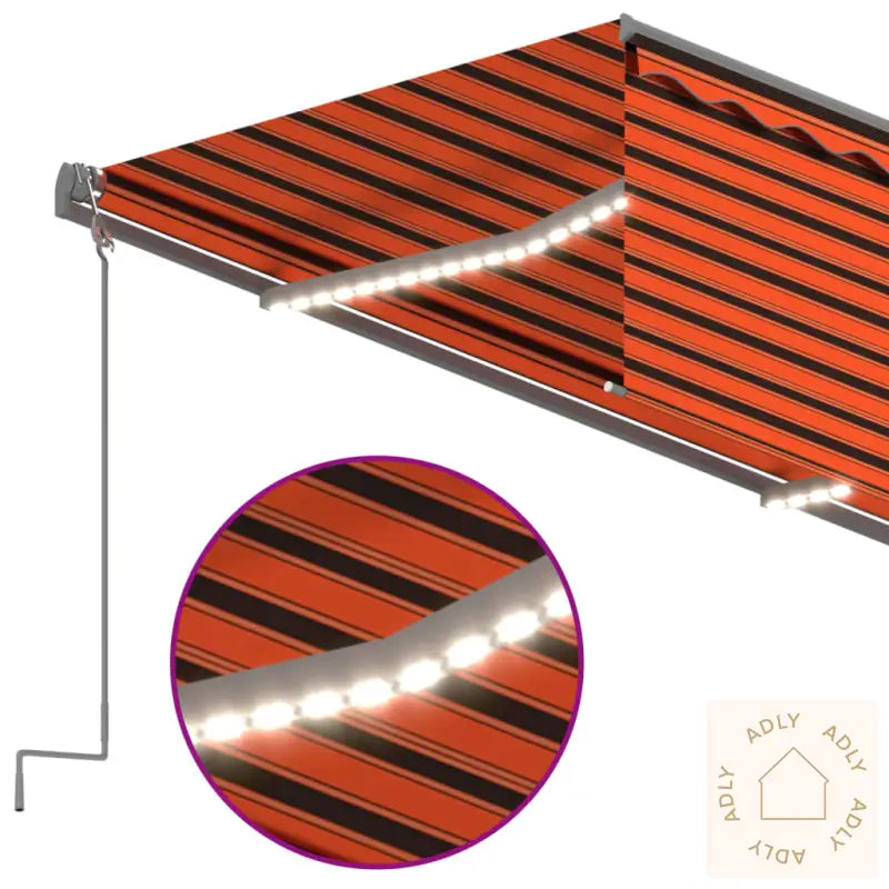 Automatisk Markise Rullegardin Led Vindsensor 3X2,5M Oransje