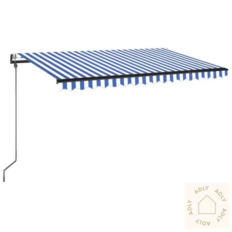 Automatisk Uttrekkbar Markise 450X350 Cm Blå Og Hvit
