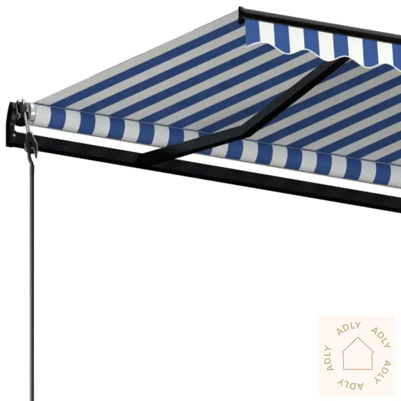 Automatisk Uttrekkbar Markise 450X350 Cm Blå Og Hvit