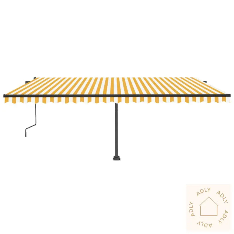 Automatisk Markise Med Vindsensor Og Led 500X350 Cm Gul/Hvit