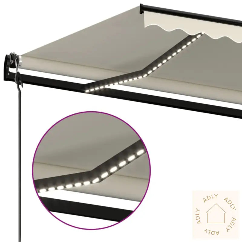 Automatisk Markise Med Vindsensor Og Led 450X350 Cm Kremhvit
