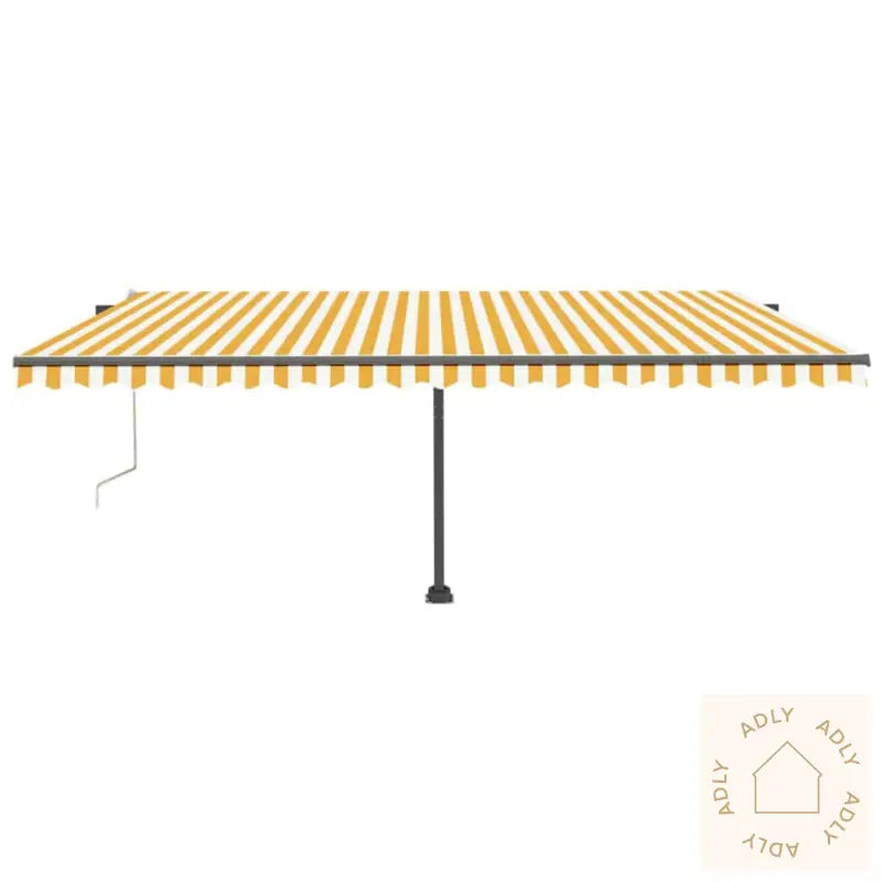 Automatisk Markise Med Vindsensor Og Led 500X300 Cm Gul/Hvit