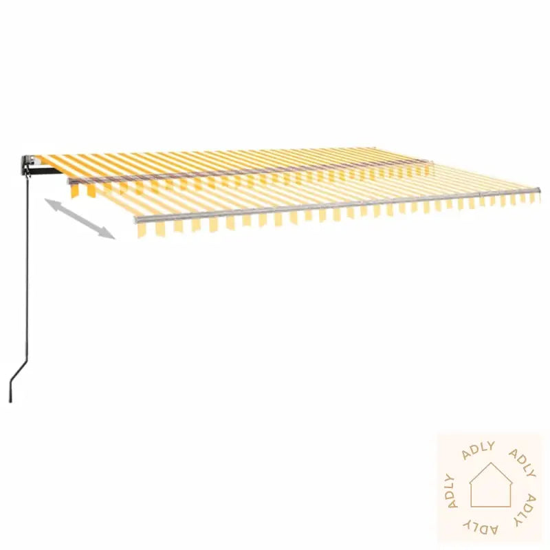 Automatisk Markise Med Vindsensor Og Led 500X300 Cm Gul/Hvit