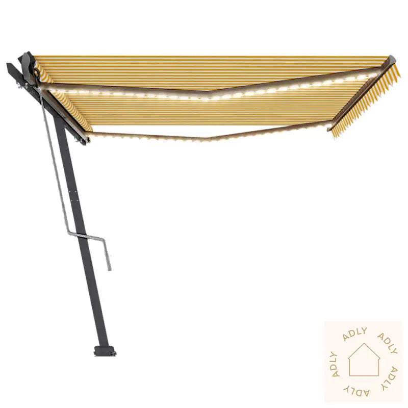Automatisk Markise Med Vindsensor Og Led 500X300 Cm Gul/Hvit