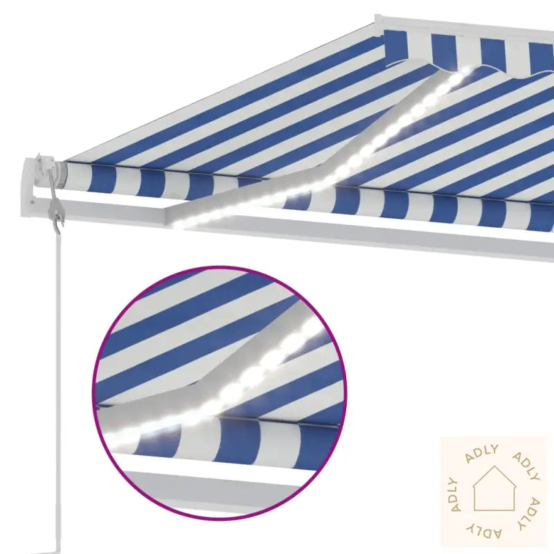 Automatisk Markise Med Vindsensor Og Led 600X300 Cm Blå Og Hvit