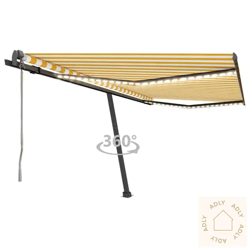 Automatisk Markise Med Vindsensor Og Led 400X300 Cm Gul/Hvit