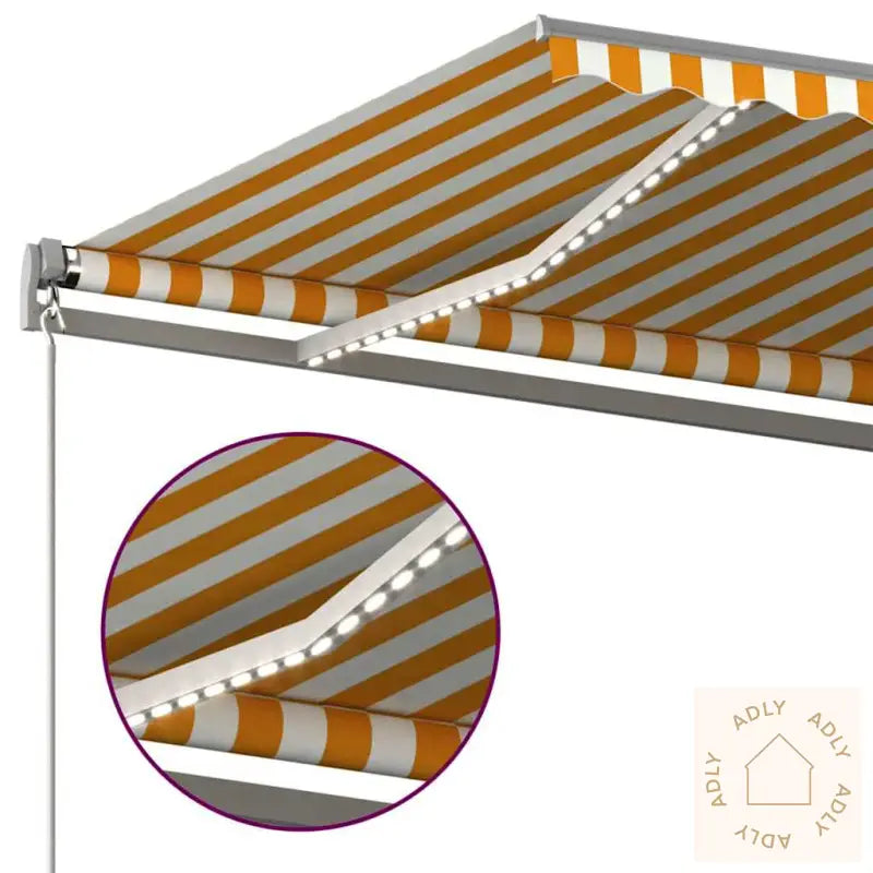 Automatisk Markise Med Vindsensor Og Led 400X300 Cm Gul/Hvit