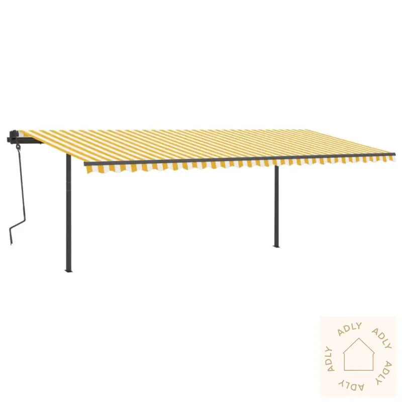 Automatisk Uttrekkbar Markise Med Stolper 6X3 M Gul Og Hvit