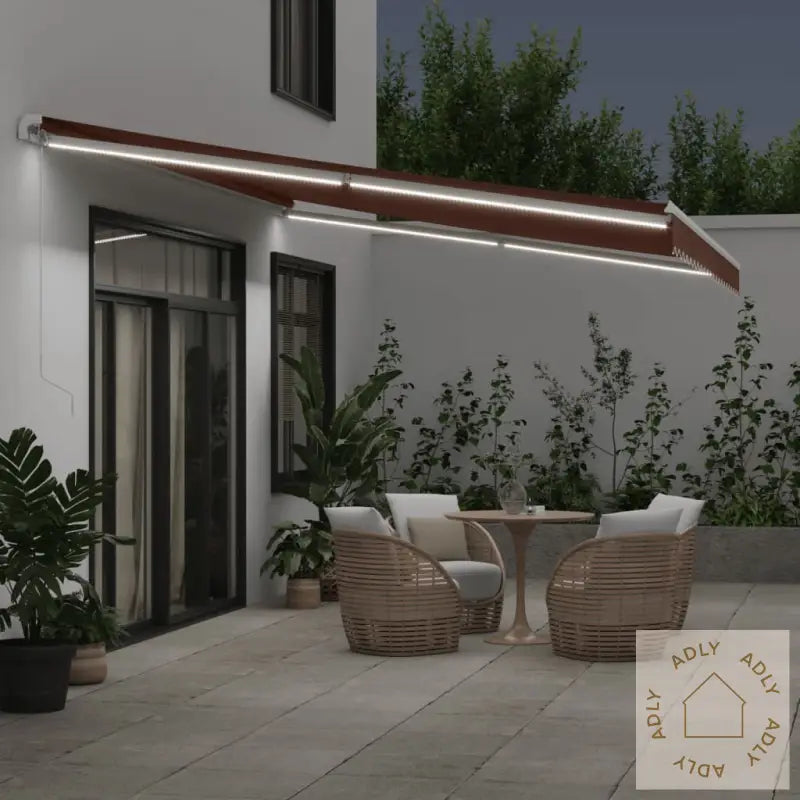 Manuell Uttrekkbar Markise Med Led Brun 500X300 Cm