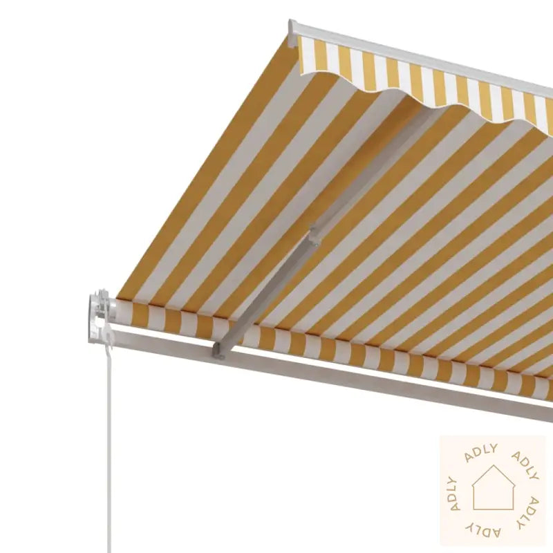 Automatisk Uttrekkbar Markise 500X350 Cm Gul Og Hvit