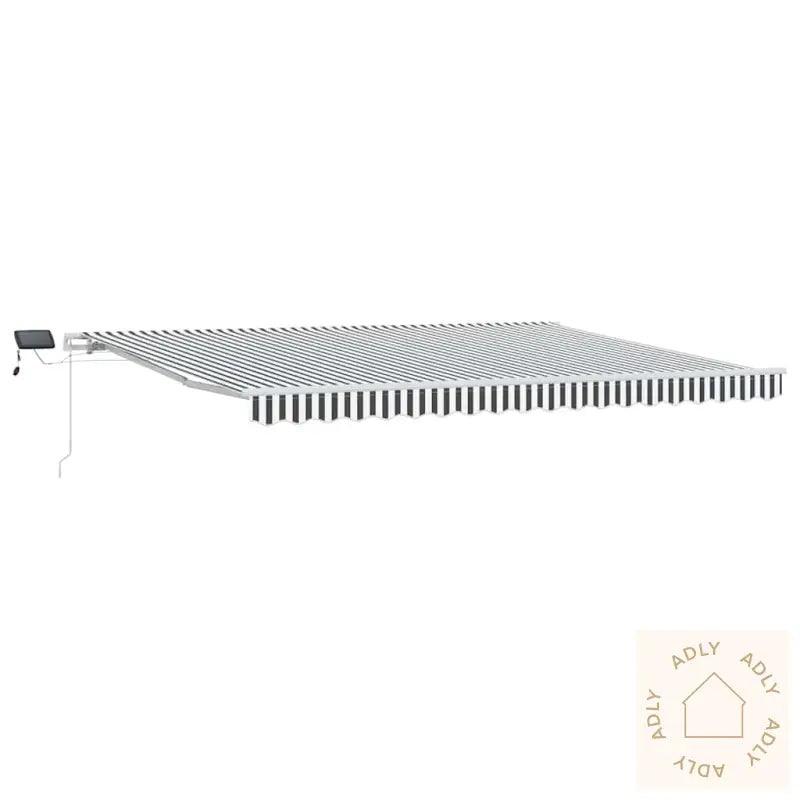 Manuell Uttrekkbar Markise Med Led Antrasitt Og Hvit 450X300 Cm