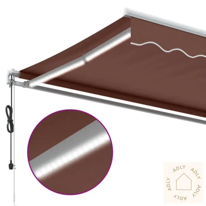 Automatisk Uttrekkbar Markise Med Led Brun 400X350 Cm