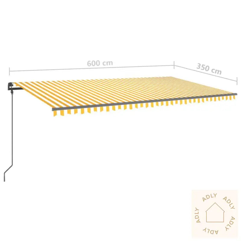 Automatisk Uttrekkbar Markise Med Stolper 6X3,5 M Gul Og Hvit