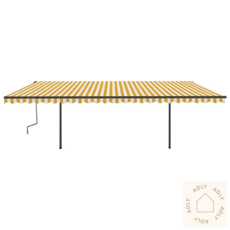 Automatisk Uttrekkbar Markise Med Stolper 6X3,5 M Gul Og Hvit