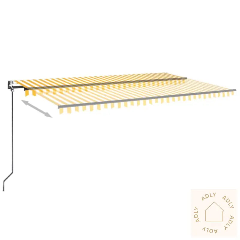 Automatisk Markise Med Vindsensor Og Led 500X300 Cm Gul/Hvit