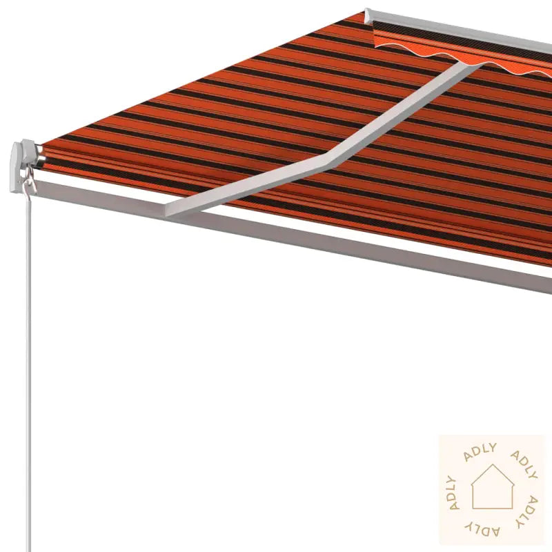 Automatisk Uttrekkbar Markise Med Stolper 6X3,5 M Oransje Og Brun