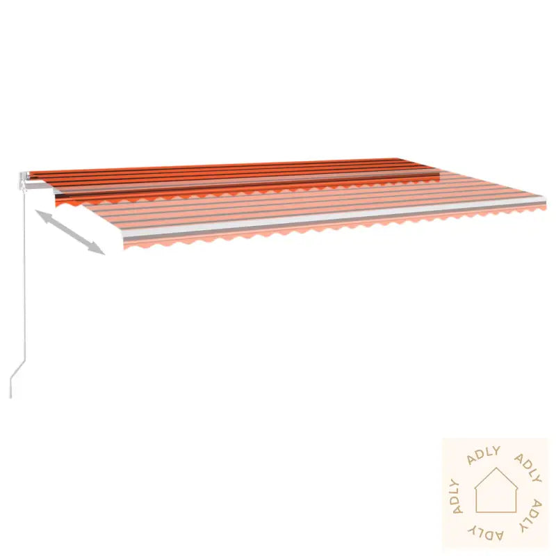 Automatisk Uttrekkbar Markise Med Stolper 6X3,5 M Oransje Og Brun