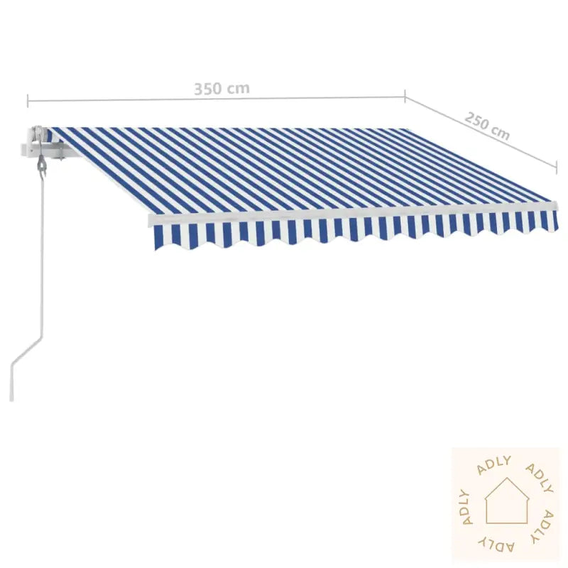 Frittstående Automatisk Markise 350X250 Cm Blå Og Hvit