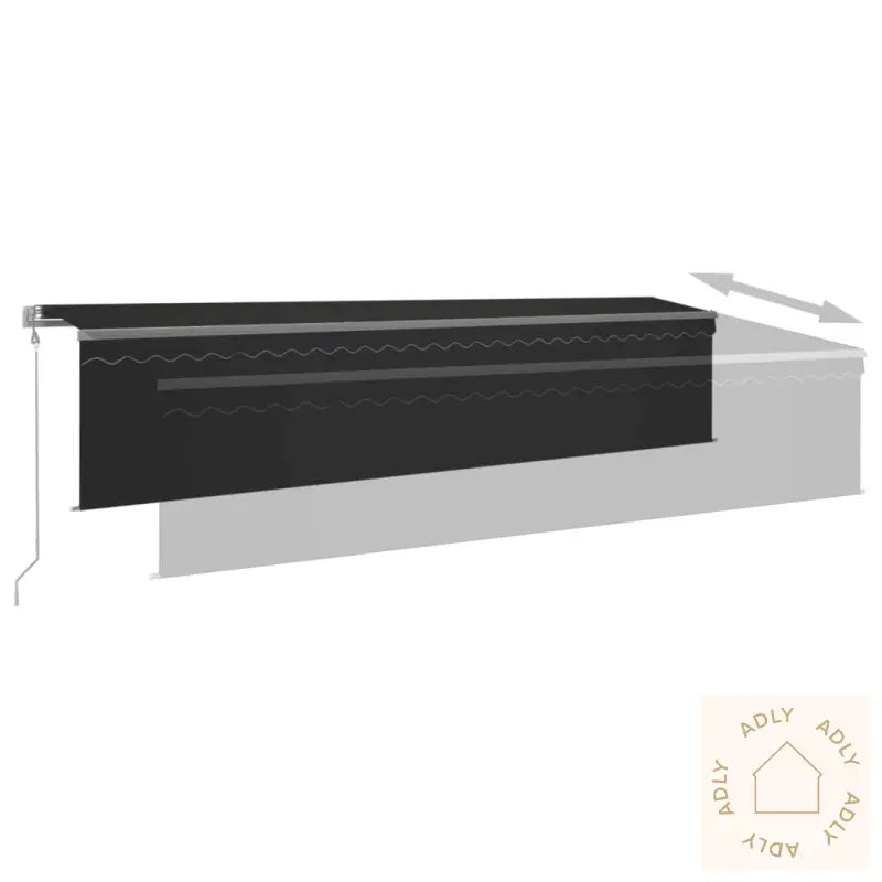 Automatisk Markise Rullegardin Led Vindsensor 6X3 M Antrasitt