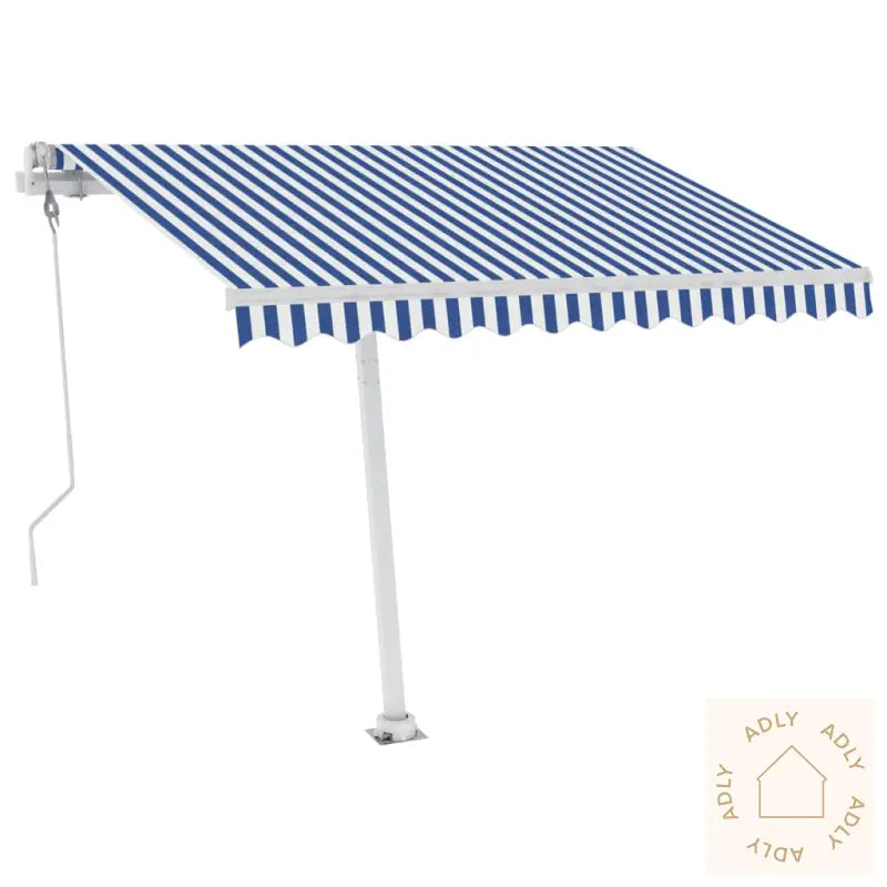 Frittstående Automatisk Markise 350X250 Cm Blå Og Hvit