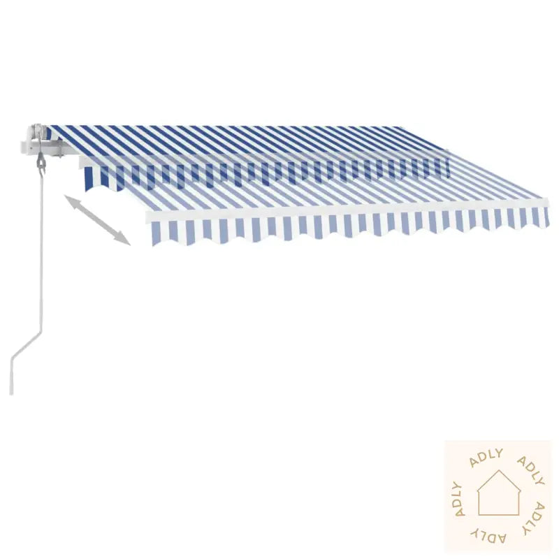 Frittstående Automatisk Markise 350X250 Cm Blå Og Hvit