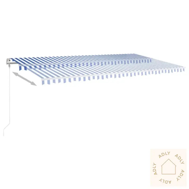 Automatisk Uttrekkbar Markise 600X350 Cm Blå Og Hvit