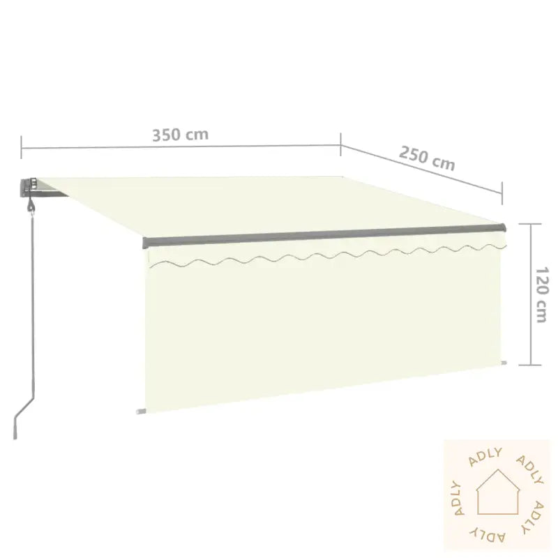 Automatisk Uttrekkbar Markise Med Rullegardin 3,5X2,5M Kremhvit
