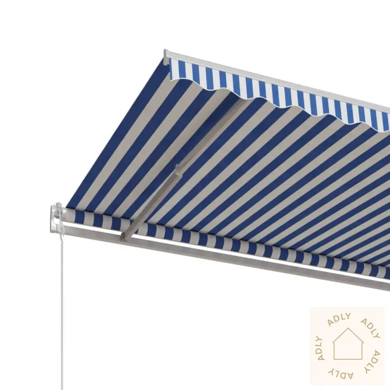 Automatisk Uttrekkbar Markise 600X350 Cm Blå Og Hvit