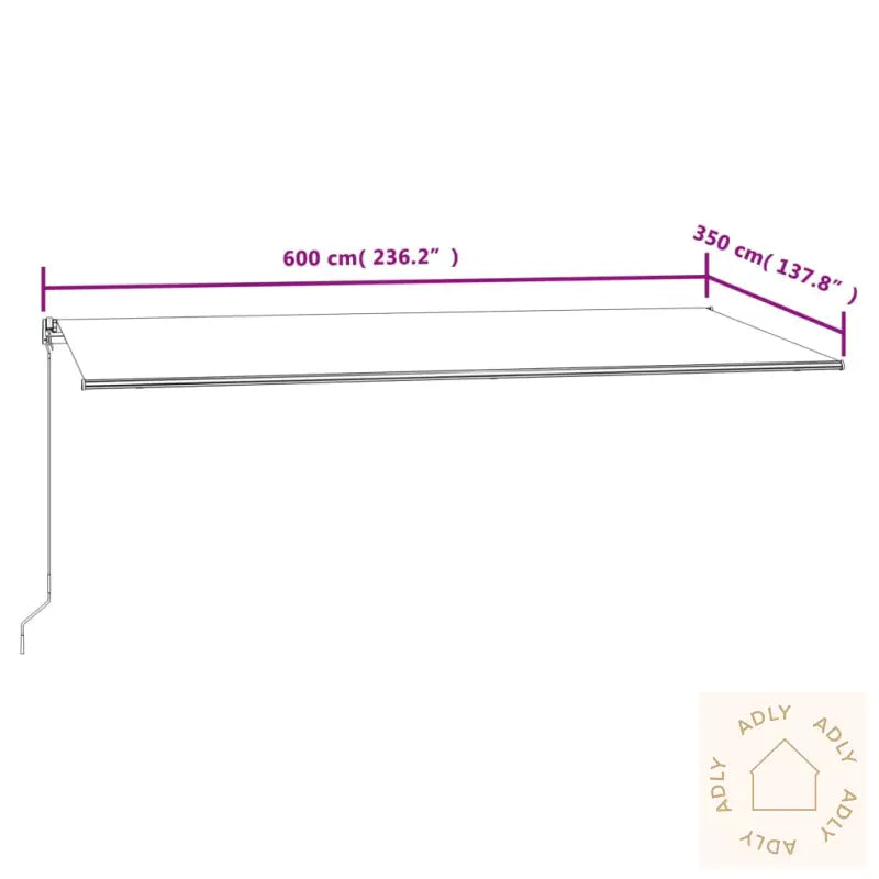 Automatisk Uttrekkbar Markise 600X350 Cm Blå Og Hvit